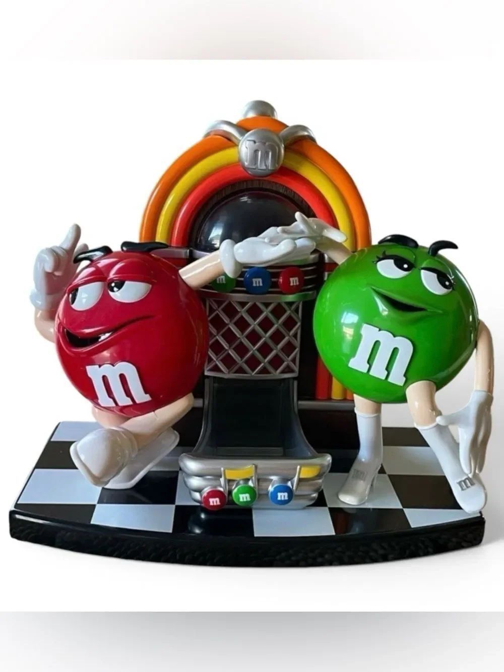 Vintage M&M Rockin' Roll Cafe Candy Dispenser Red Green Black White Orange